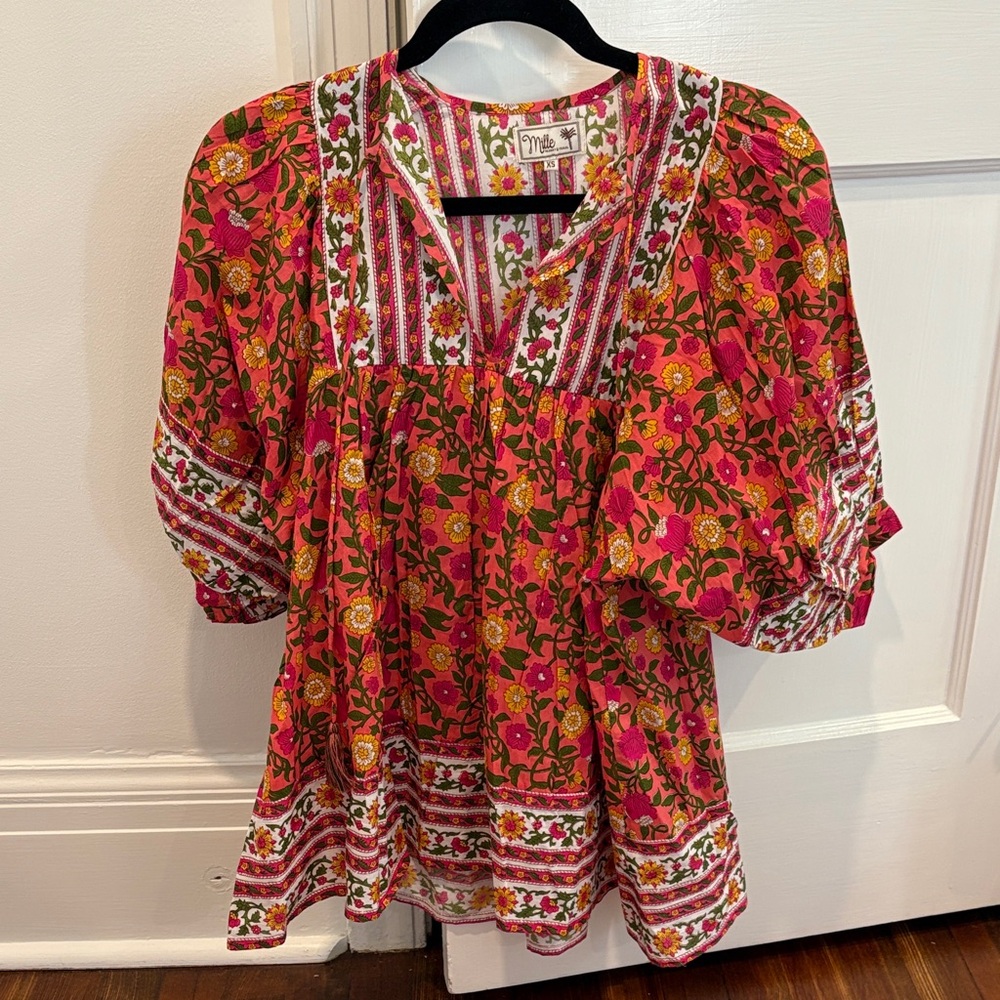 Mille Red and Orange Floral Blouse